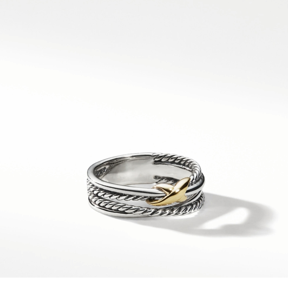 X Crossover Band Ring with 18K Yellow gold